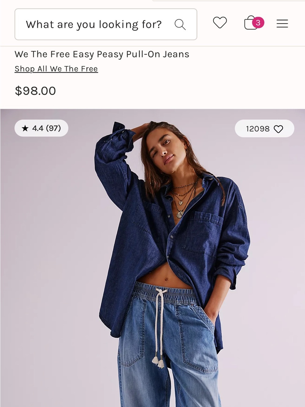 We The Free Easy Peasy pull-on jeans with Drawstring - No Problem wash